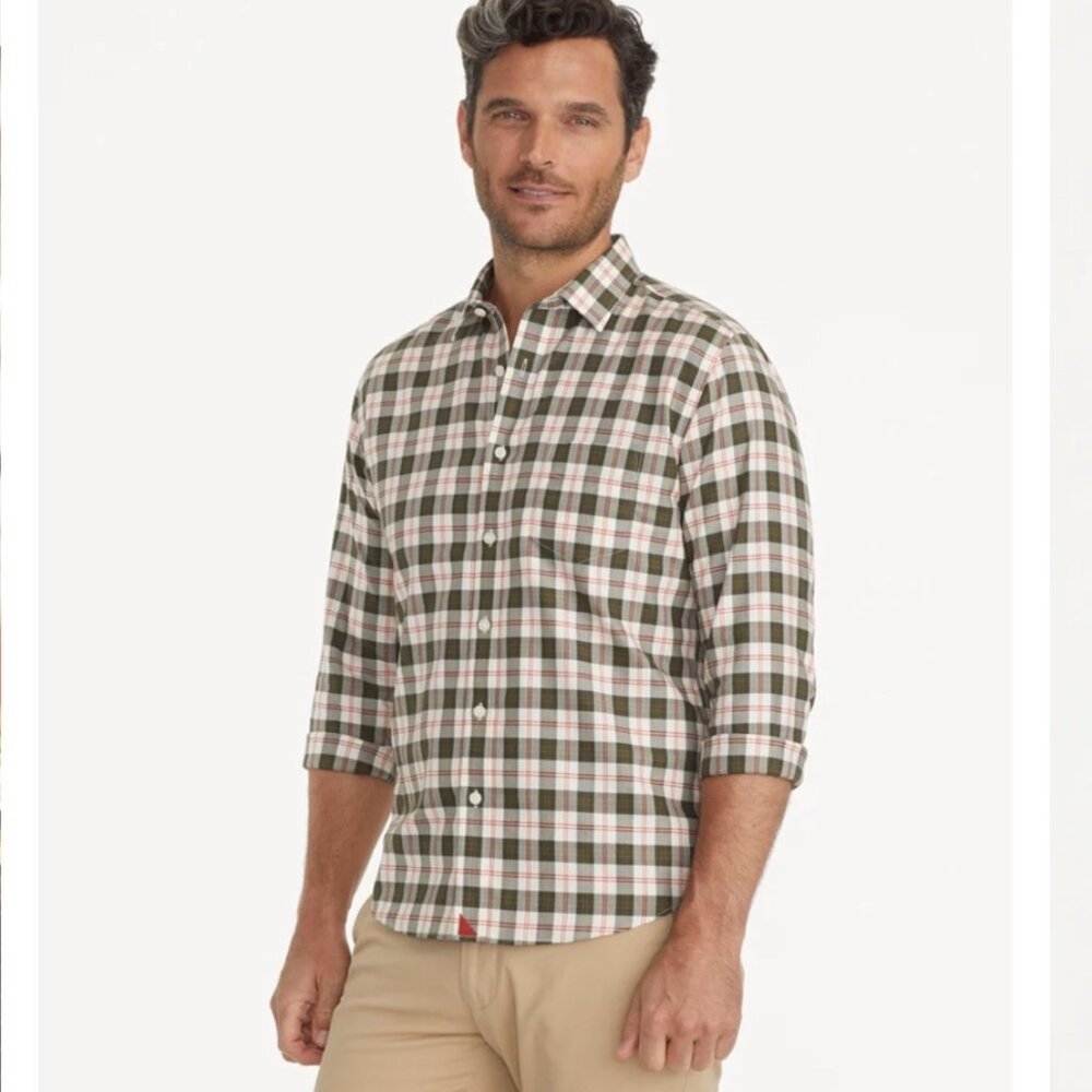 NWOT Men's UNTUCKit Wrinkle-Free Harwin Shirt in Olive‎ Multi Plaid | Size XL
